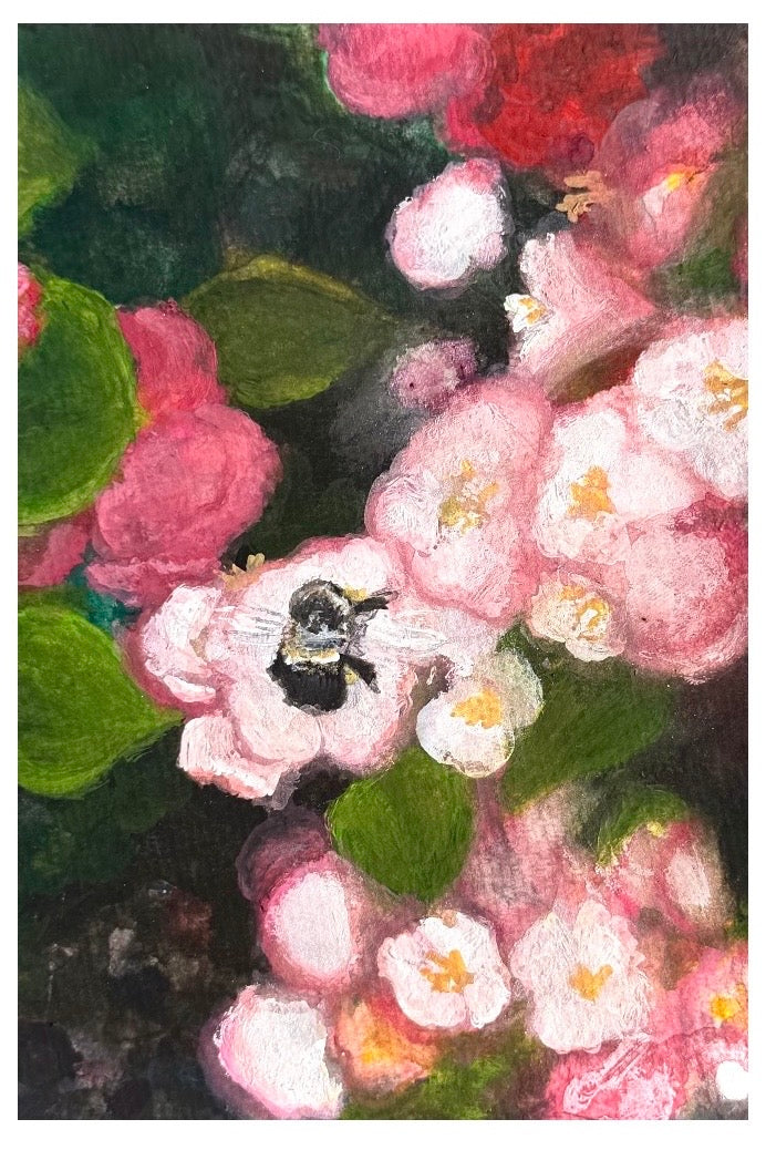 Bee and Flowers 4x6in