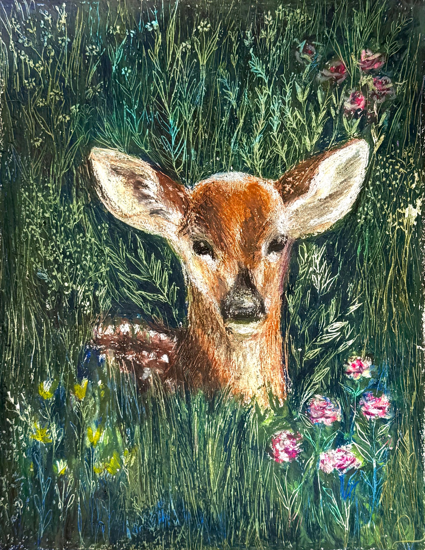 Deer in Tall Grass: Print