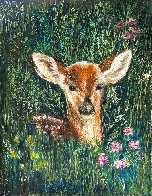 Deer in Tall Grass: Print